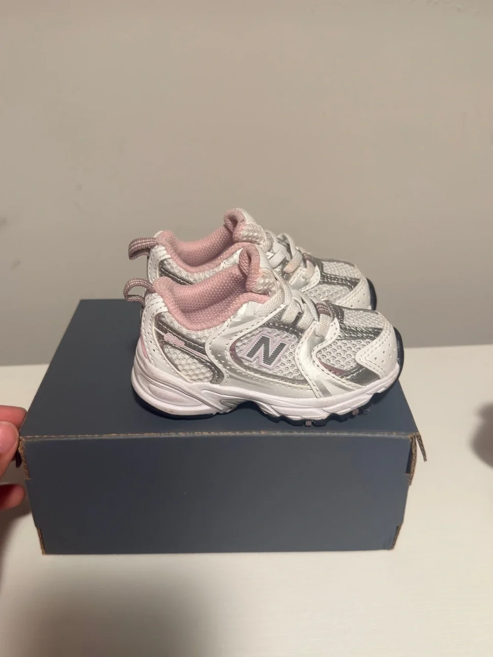 New Balance Kids White & Pink Athletic Sneakers